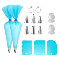 15-Teiliges Spritzbeutel Set Silikon Mit Edelstahl TüLlen 17 X 30.5 Cm