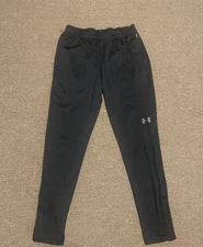 Under Armour Pants Mens Medium Black Fitted Joggers Style 1320204 Zip Pockets