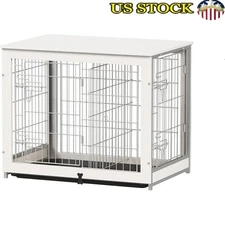 Wooden Dog Crate Furniture Indoor Kennel Adjtable Divider Removable Tray 