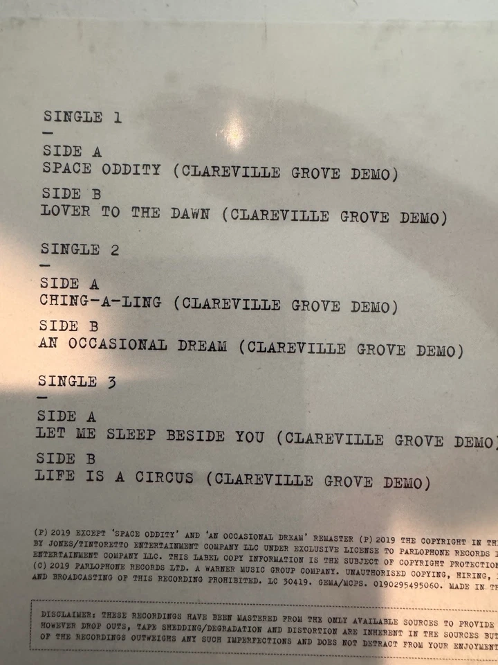 David Bowie John Hutchinson 7” Vinyl Boxed Set Clareville Grove Demos New - Image 2 of 2