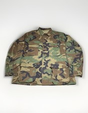 US Military Issue Woodland BDU Camouflage Combat Coat Jacket Size Large Regular
