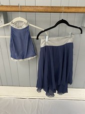 Lot of 4 Revolution Lyrical Dance Costumes 2 SA, 2 MA Blue Crop Top Skirt Set