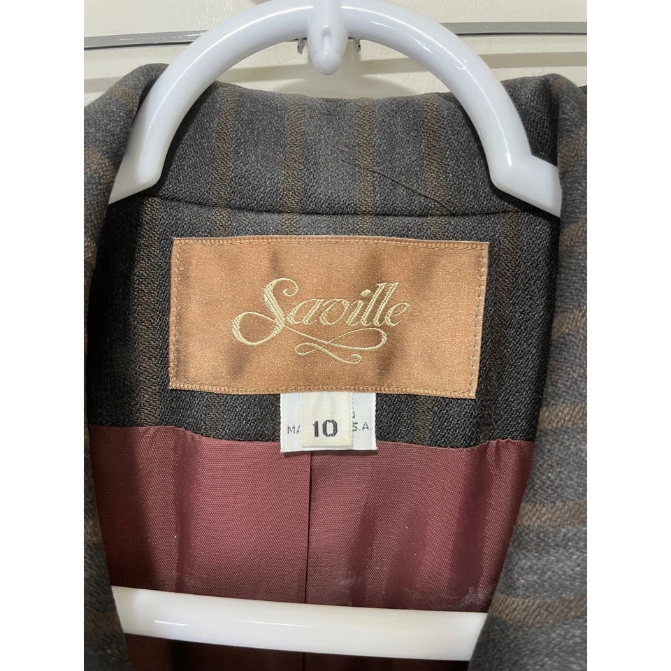 Conjunto de Traje Falda a Rayas Saville Blazer Ropa Profesional Marrón Talla 10 Foto 2 de 3