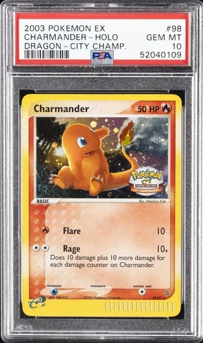 2003 POKEMON EX DRAGON CITY CHAMPIONSHIPS #98 CHARMANDER-HOLO PSA 10