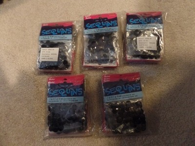 60 Packs, Black Round Cup Sequins, 10 MM, Darice,  New in Packs