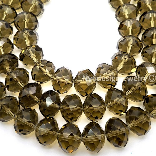 Cuentas rondelle facetadas de cristal ahumado de 12x15 mm filamento de vidrio de 15" para joyería - Imagen 6 de 6