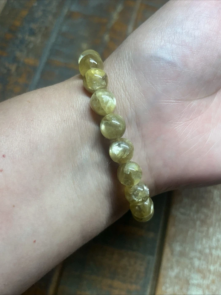 "Pulsera de cuentas de mica dorada - cuentas de piedras preciosas pulidas de 10 mm - 7""" Foto 2 de 4