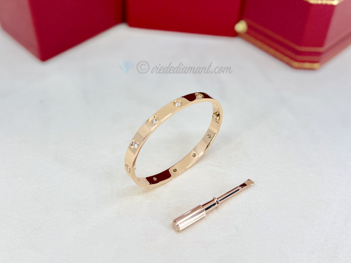 Cartier Love Bracelet Rose Gold Size 17 10 Diamond (New