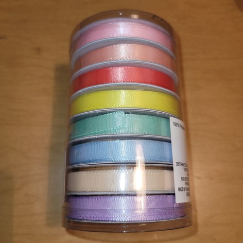 Celebrate It Satin Ribbon Spring Pastel Colors 8pc 48 yd total 1/2" polyester - Picture 3 of 5