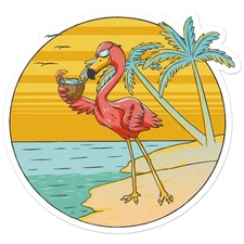 Flamingo Beach Funny - Vinyl Decal Sticker - Car Window Laptop - ebn7963