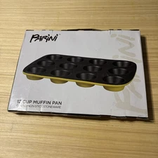 Parini 12 Cup Muffin Pan Glazed Non-Stick Stoneware New In Box Kitchenware ￼