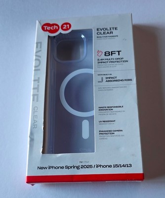 NEW Original Clear Tech21 EVOLITE Magsafe Case for Apple iPhone 16e/15/14/13