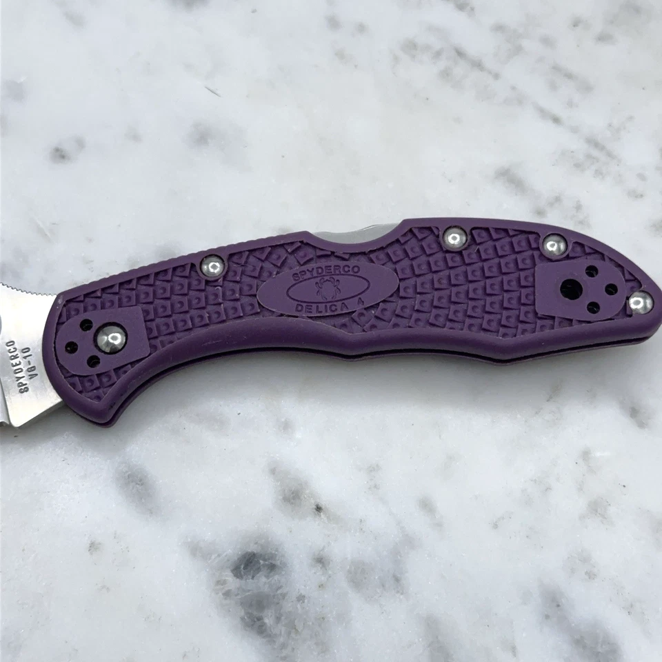 Spyderco Delica 4 Purple VG-10 Plain Edge Folding Pocket Knife Seki-City Japan - Image 3 of 4