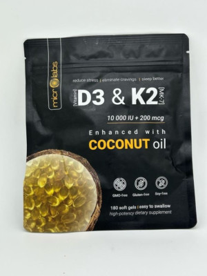 Sports Research Vitamin D3 Enhanced with Coconut Oil - 180 Softgels Exp: 11/2026