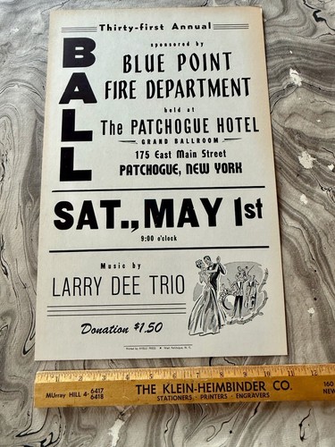 BOLA PANORÁMICA PATCHOGUE NY DE COLECCIÓN 11" X 17 PUBLICIDAD BAILE DEPARTAMENTO DE BOMBEROS - Imagen 4 de 4
