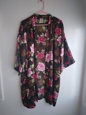 SOPHIA BY DELICATES Robe Roses Brown Pocket Sz Large Silky Feel Intimates