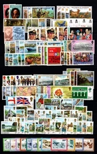 GUERNSEY  1980 - 1989:  10 X COMPLETE YEAR SETS  53 SETS + 3 M/S + DEF/DUES MNH