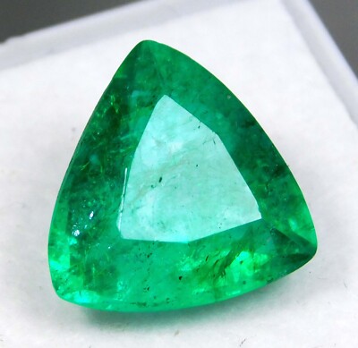 6.70Ct Natural Beautiful Colombian Emerald Trillio Cut Loose Gemstone Certified