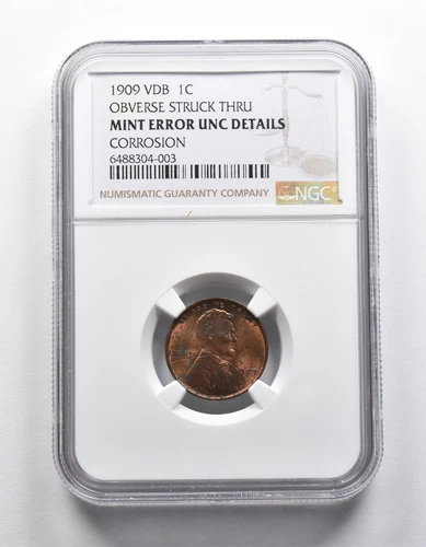Mint Error 1909 VDB Lincoln Wheat Cent OBV Struck Thru NGC *1886