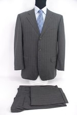 Ermenegildo Zegna 3Btn Gray Stripe Wool Suit Men  s 42L