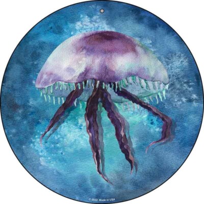 Jellyfish Blue Novelty Round Circular Metal Sign 12'' for Home Garage Wall & Gift