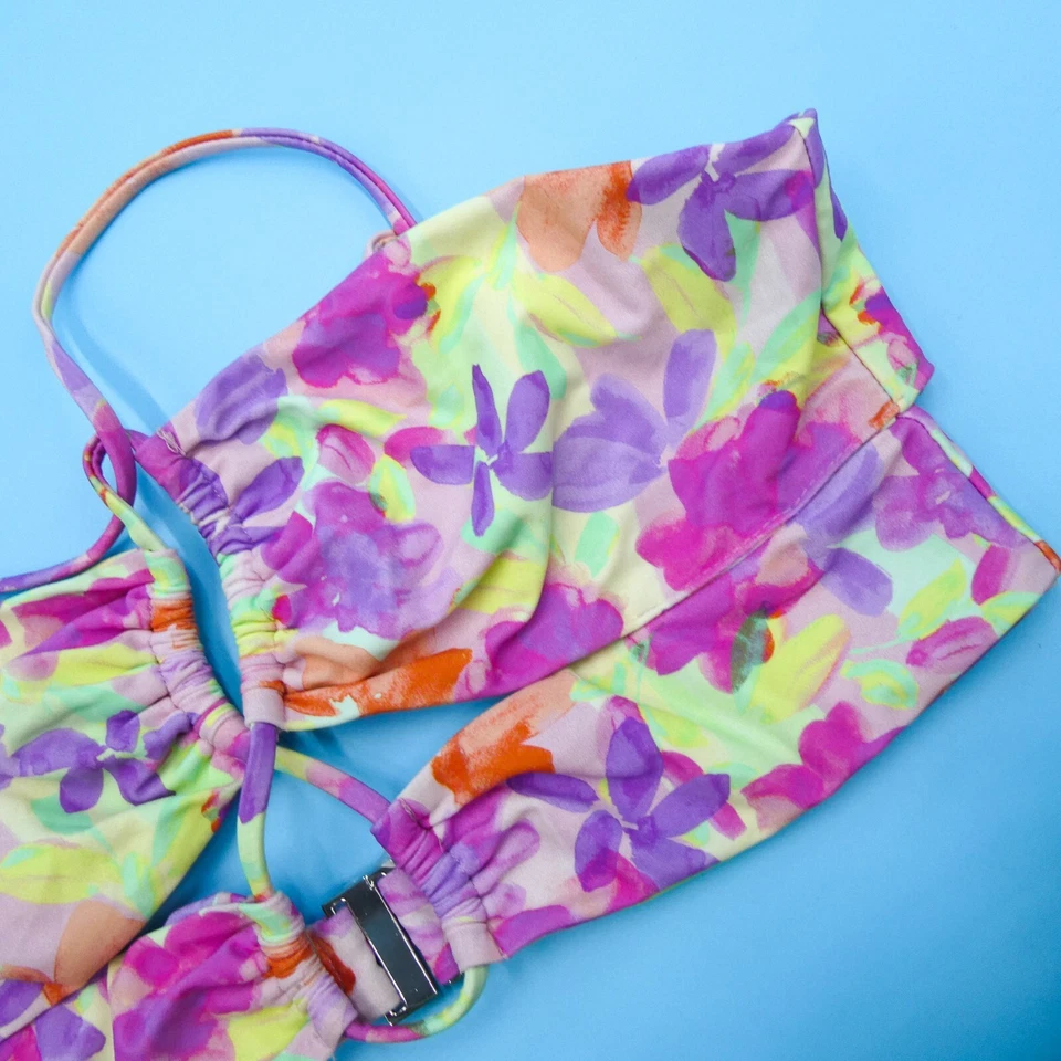 Top de bikini for Love & Lemons mediano multicolor floral corbata con volantes recorte traje de baño Foto 4 de 4