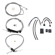 14" Chrome Stainless Cable Brake Line Kit For 2011-2015 Harley Softail With ABS