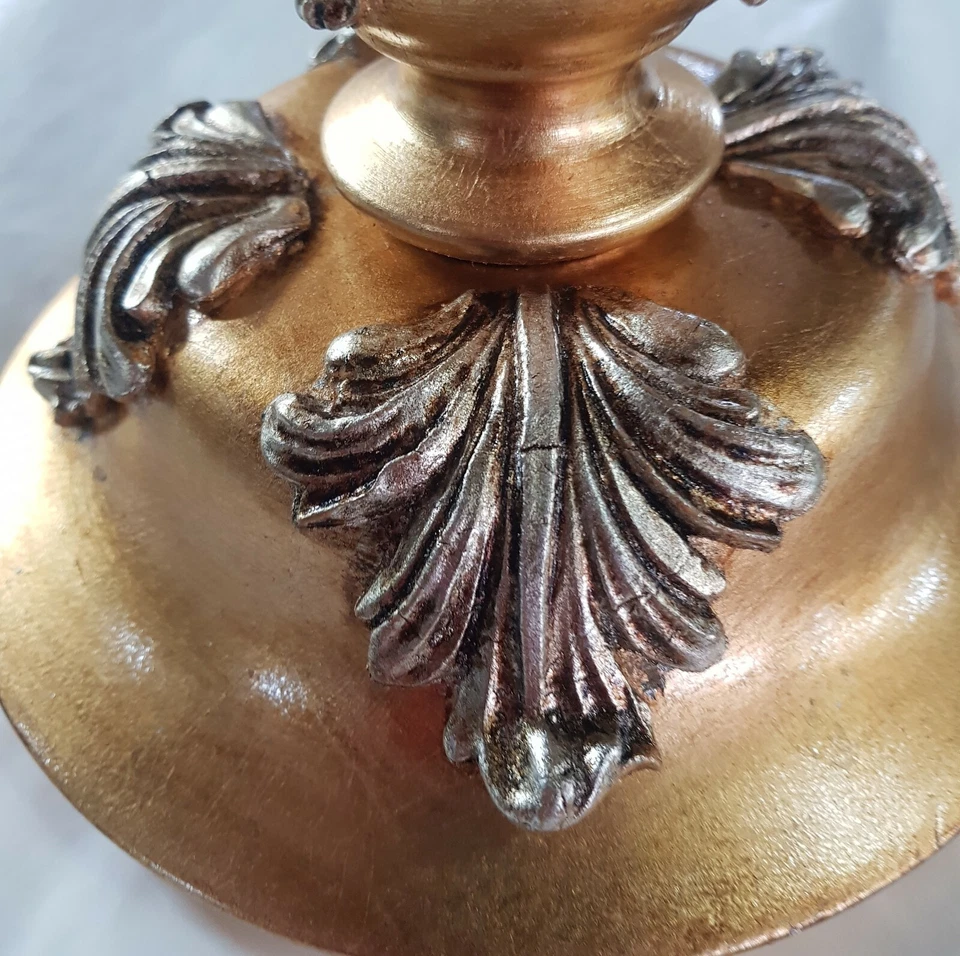 Lampadario legno artistico classico 6 luci FOGLIA ORO E ARGENTO MODELLO AGATA - Immagine 4 di 4