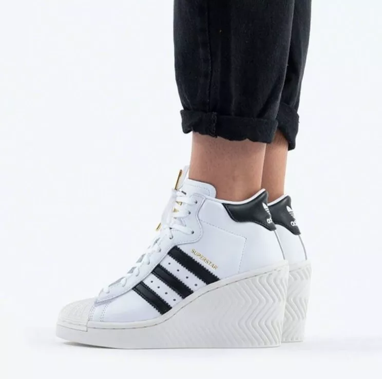 adidas Superstar Ellure Shoe Sneaker FW0102 Casual Wedge Heel Size