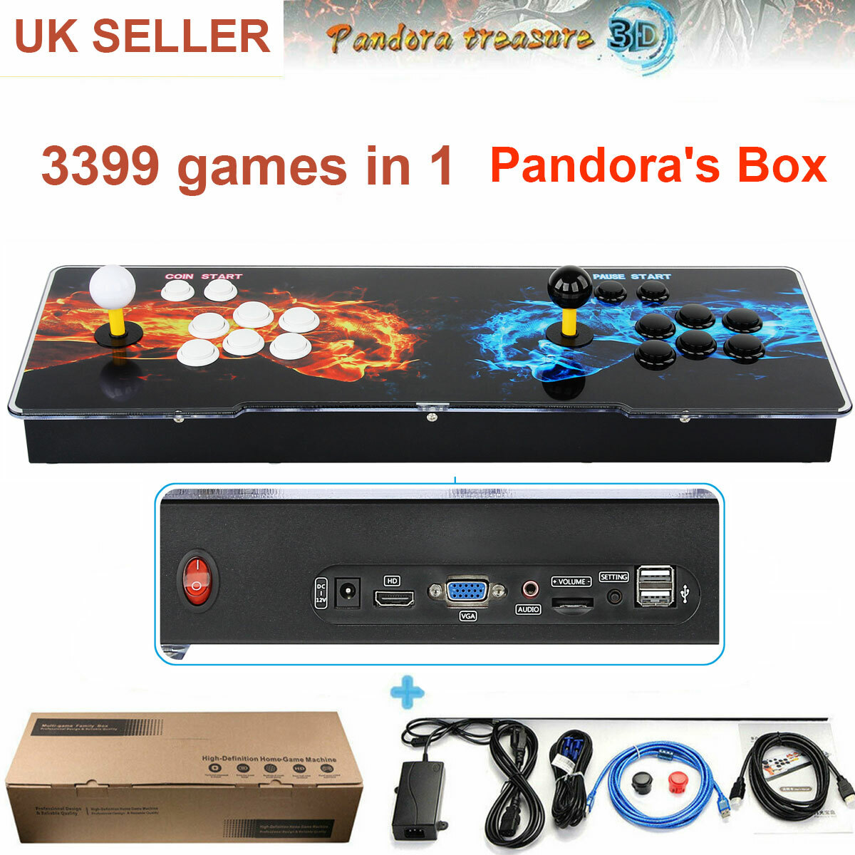 3D Arcade Machine Table Retro Classic Gaming Cabinet Pandora Box 3399 Games  HD 5055986121633 | eBay
