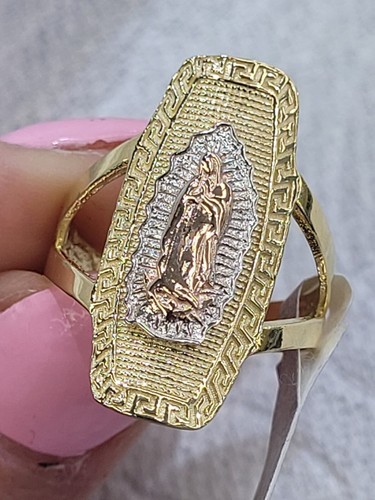 Long solid 14k Gold Virgin Mary Guadalupe Ring Size 6 7 8 9 10 Greek - Picture 4 of 20