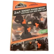 NEW ArmorAll Magnet Phone Mount Suction Cup and Vent Clip Never used In Box