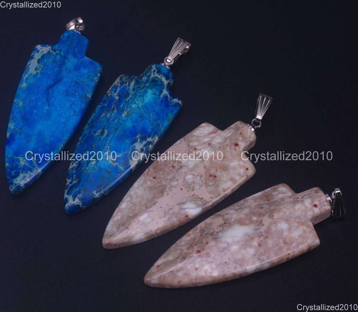 Natural Sea Sediment Jasper Gemstones Arrowhead Spear  Healing Pendant Necklace