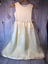 Chantilly Place Yellow Girls Formal Dress Flower Girl Butterfly Sheer Tie Sz 7