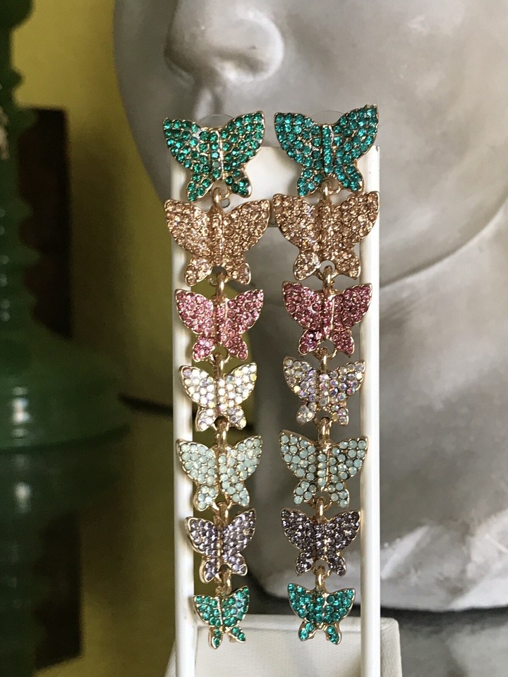 Butterflies Crystal Pave Pink Gold Green Champagne Aqua Gray Drop ...