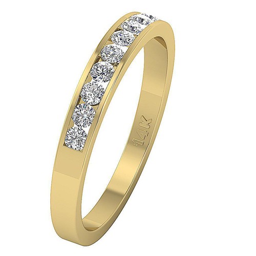 VVS F 0.50Carat Round Lab Grown Diamond Anniversary Wedding Ring 14K Yellow Gold - Picture 2 of 8