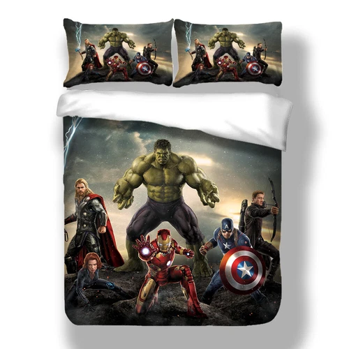 3D The Avengers Duvet Cover Set Hulk Bedding Set Single Double King Pillow cases - Picture 5 of 8