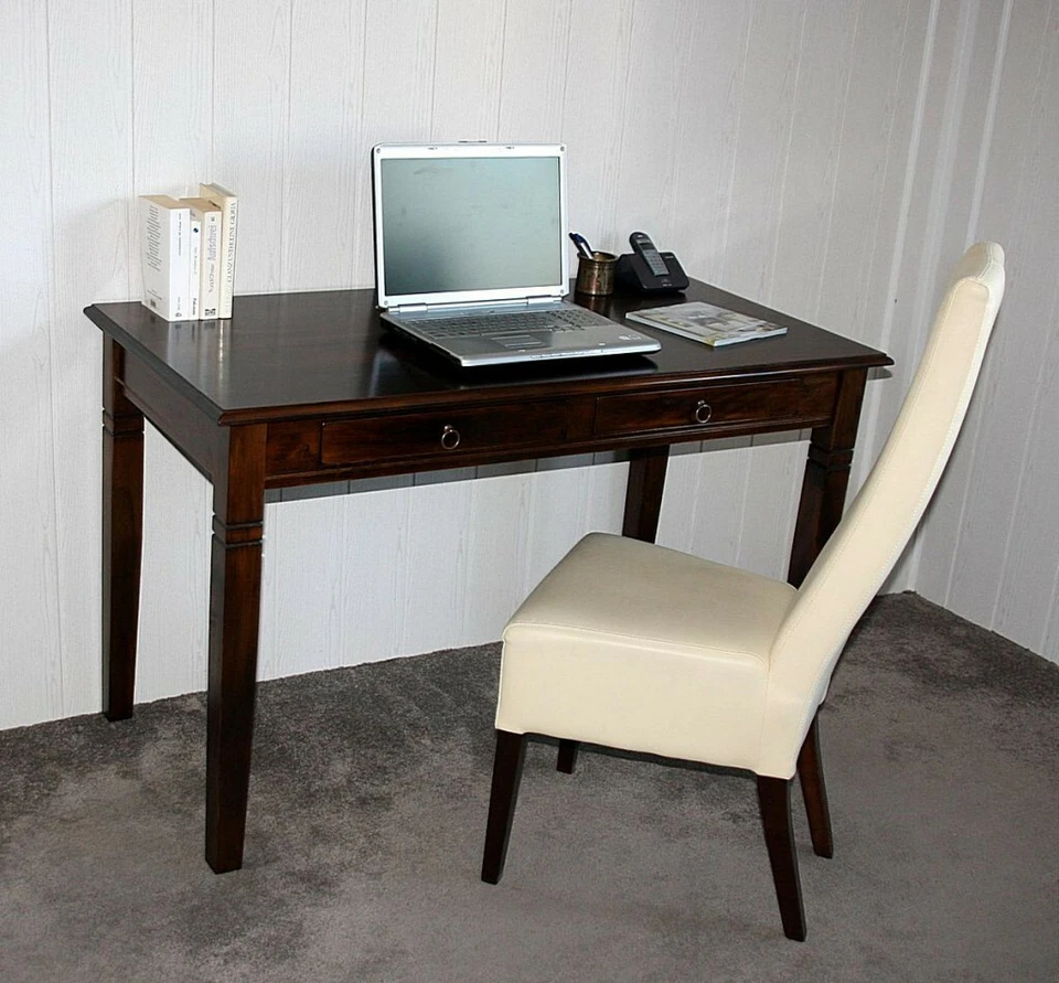 Massivholz Schreibtisch 130x64 Computertisch PC-Tisch braun kolonial nussbaum - Bild 4 von 4