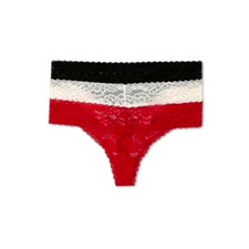 NWT Auden Women's 3pk Lace Thong - Black, White Red M/XL/L/XS/S