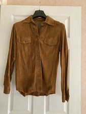 Ladies Petite Soft Brown Suede Leather Long Sleeve Custom Made Shirt/jacket (5l)