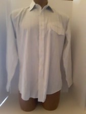 ZiZi Rossi Cotton Blend White Stripe Button Front Men's Dress Shirt Sz 15