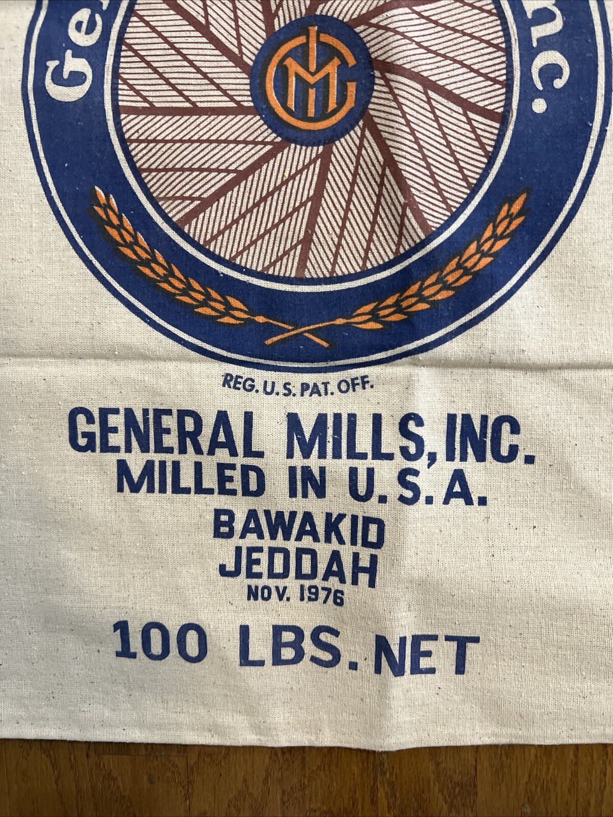 Rare VTG  General Mills 100lb Cloth Flour Sack Unwashed NOS