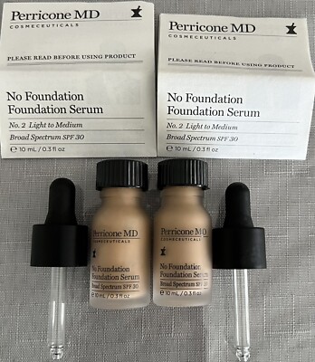 2 Perricone MD #2 LIGHT TO MEDIUM No Makeup Foundation Serum 0.3oz NEW W/O BOX