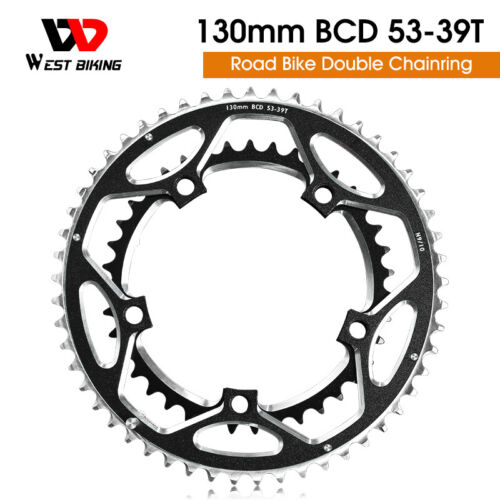 WEST BIKING 130BCD 39/53T Road Bike Double Chainring Tooth Plate 8-11 Speed Red - Picture 4 of 12