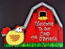 Personalize CHICKEN BARN Welcome To Our Coop SIGN Name WALL Farm PLAQUE Rooster