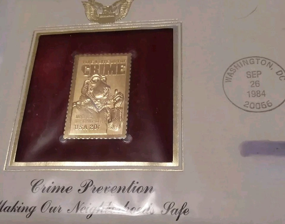 1984 Crime Prevention Stamp- 22kt Gold 1st Day Cover Make Neighborhoods Safe - Image 2 of 4