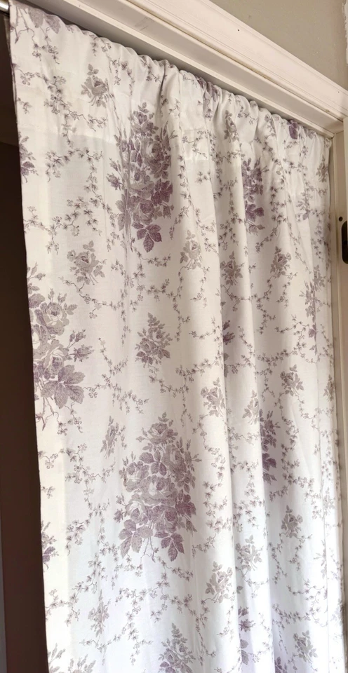 "Cortinas florales moradas Laura Ashley Sophia 40x86"" forradas Cottagecore 1 par" Foto 3 de 4