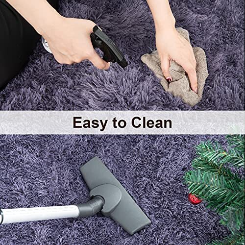 Super Soft Shaggy Rugs Fluffy Carpets Indoor Modern 8x10 Feet Grey Purple - Bild 6 von 7