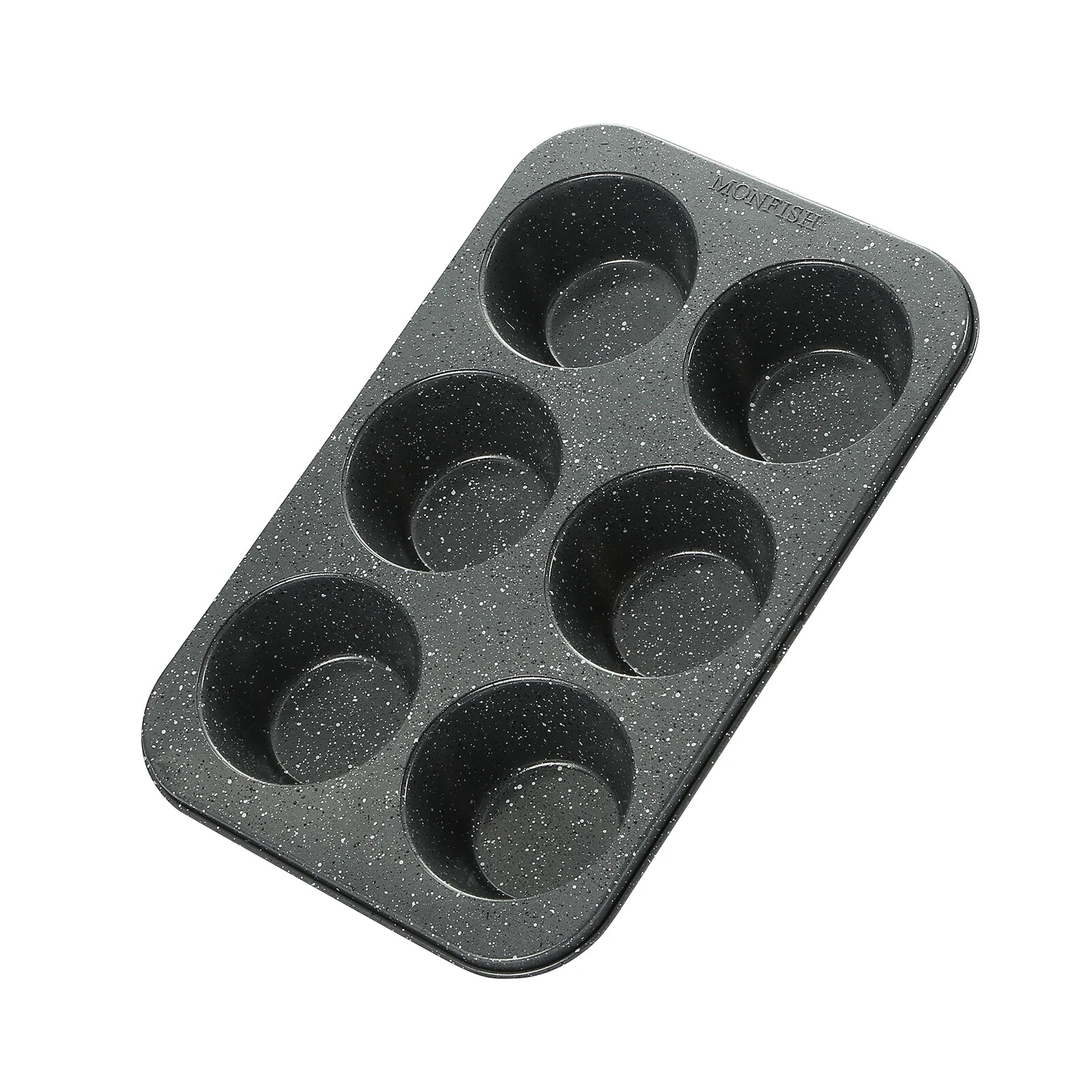 2PCS Muffin Pan 6 Jumbo Cup Carbon Steel Black Stone non Stick Coating cupcake