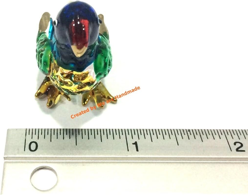 Handgefertigte Mini mundgeblasene Glas 2" blau Papagei Vogel Fantasy Sammelfigur - Bild 5 von 12